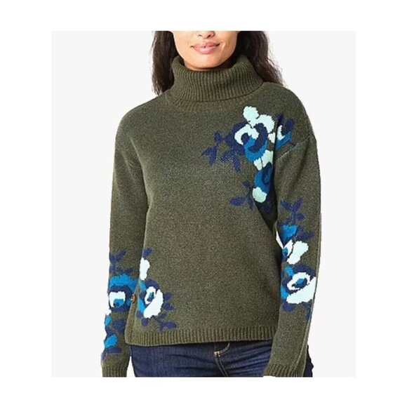 ST. JOHN'S BAY Size 3X Floral Turtleneck Side Button Pullover Sweater. New - Picture 1 of 8